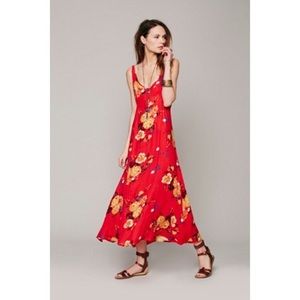 Free People Intimately Red Floral Dress sz Medium